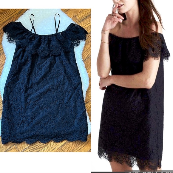 Madewell Dresses & Skirts - Madewell Floral Lace Off Shoulder Oversized Mini Dress Sz 0